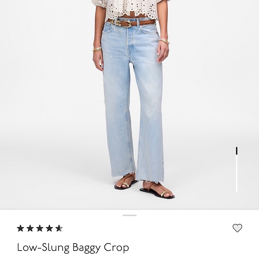 Madewell low slung baggy crop light blue denim jean